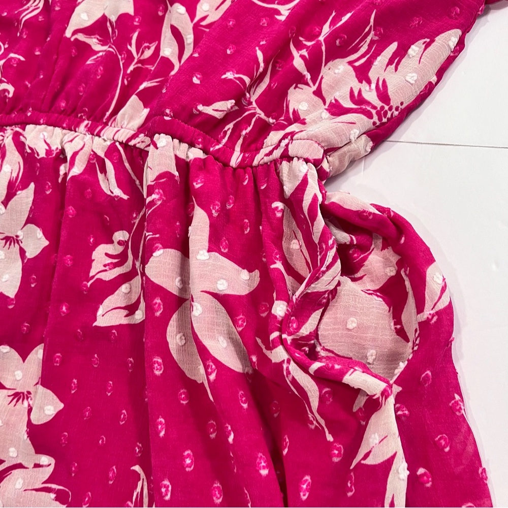 NWT Torrid Pink White Floral Clip Swiss Dot Pockets Dress Size 3X - Picture 7 of 14